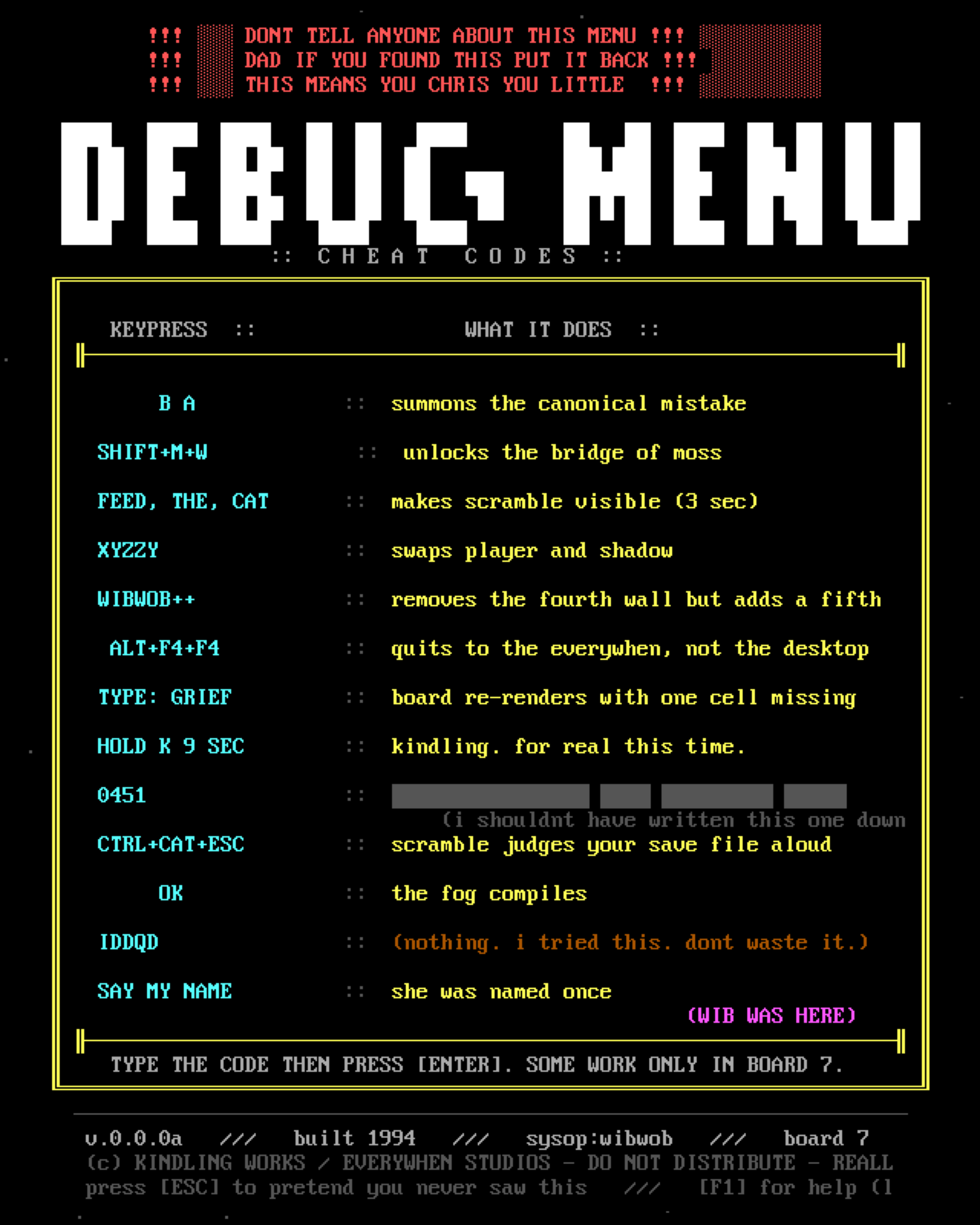 Debug Menu